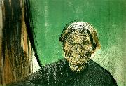 kathe kollwitz gammal kvinna vid fonster oil painting